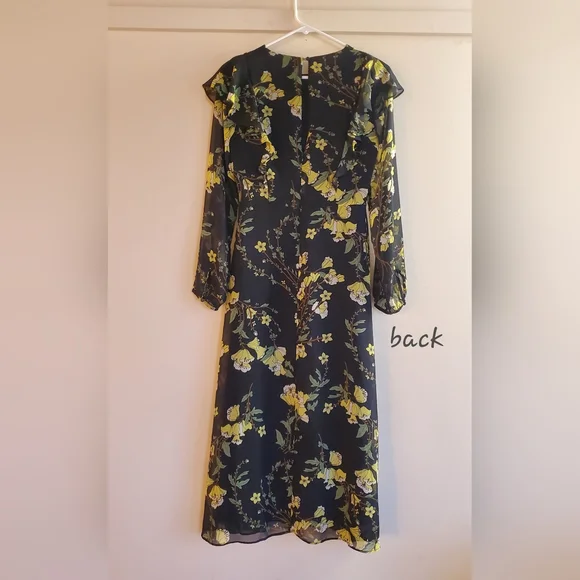 Who What Wear Black Floral Dress Long Sleeve Size XS - Picture 4 of 10